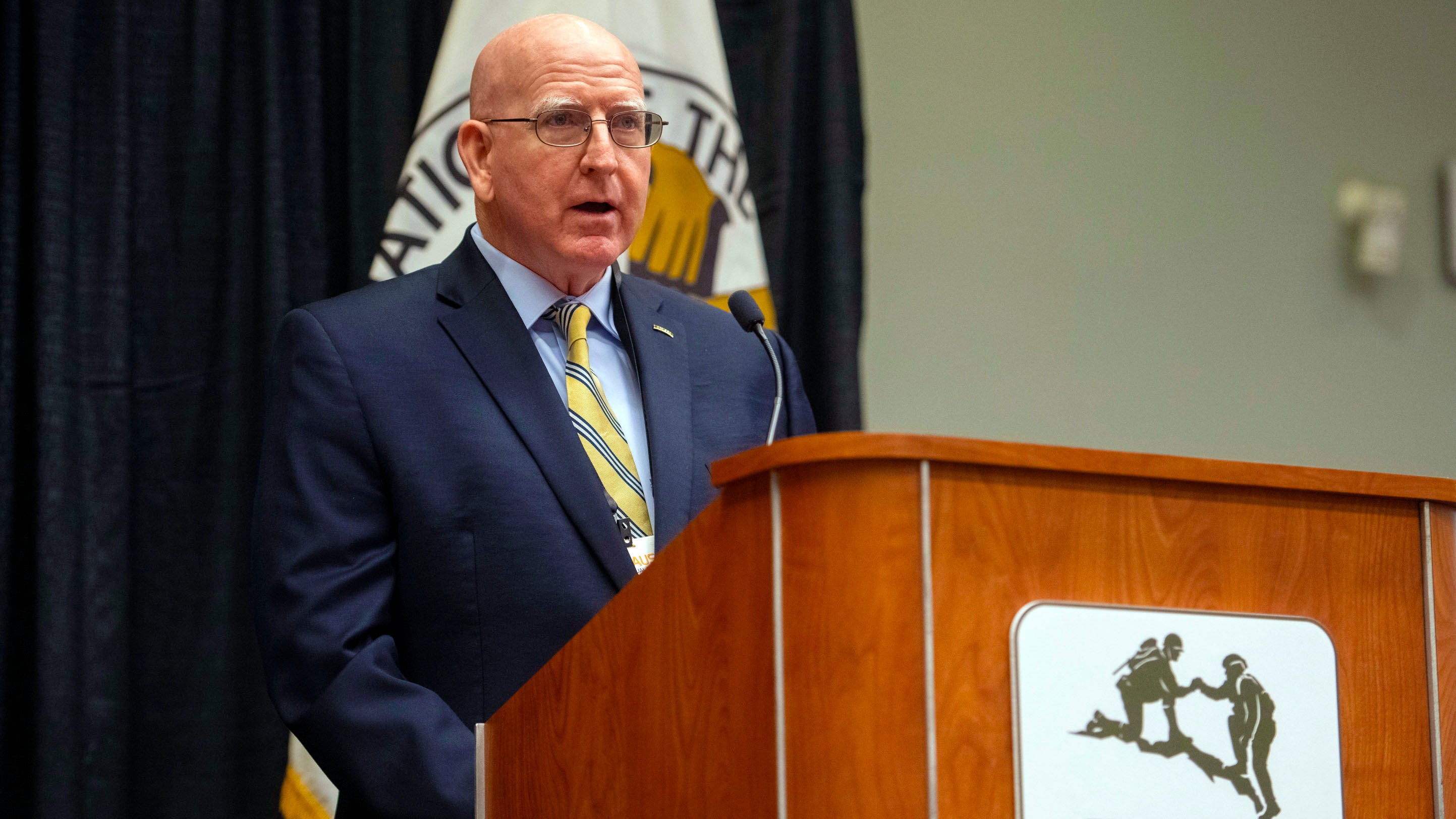 Retired MG Gregg F. Martin, author of Bipolar General: My Forever War with Mental Illness, speaks at the Author's Forum at the AUSA 2023 Annual Meeting in Washington, D.C., Monday, Oct. 9, 2023. (Rod Lamkey for AUSA)
