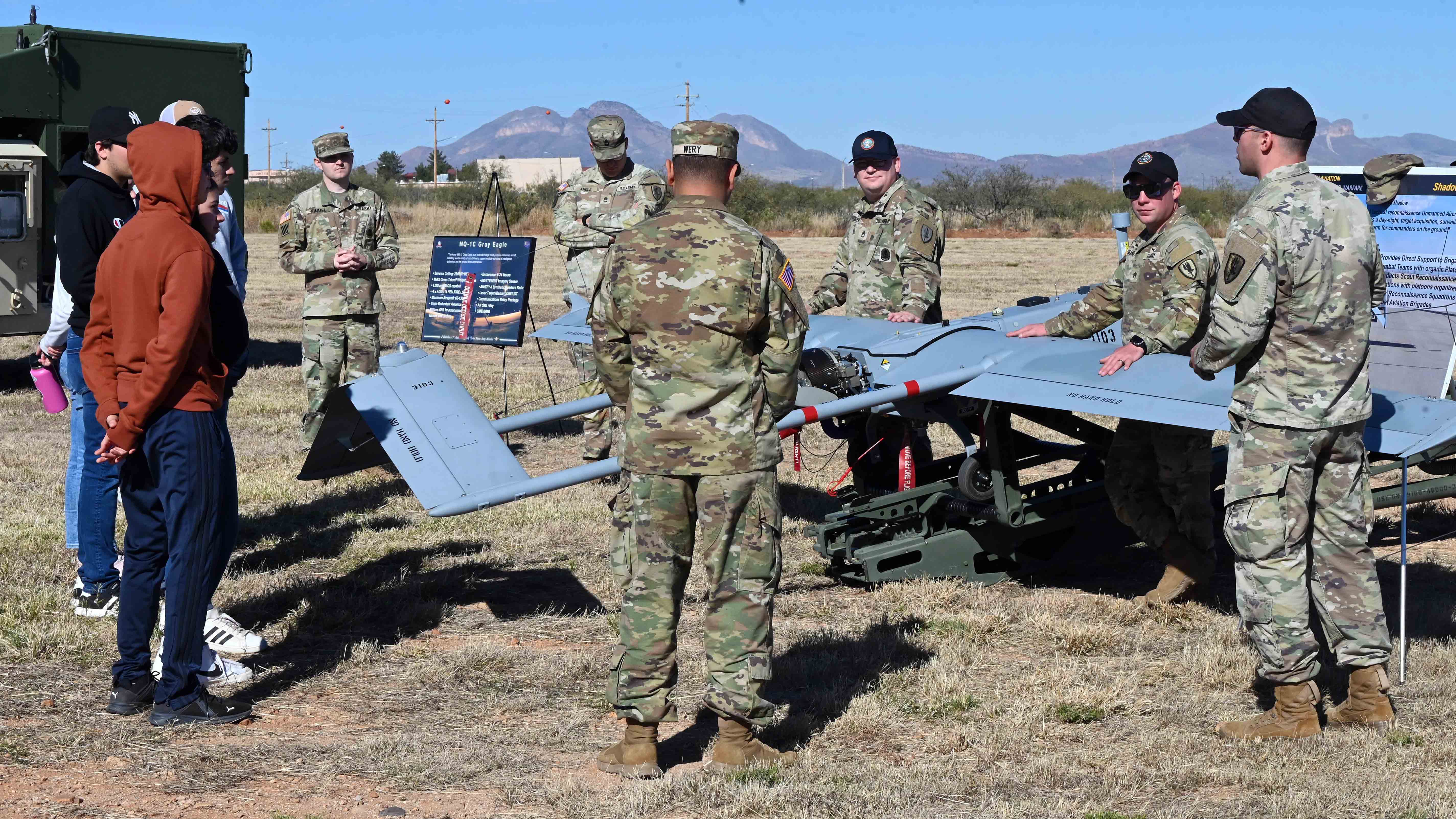 Soldiers with a drone recruiting