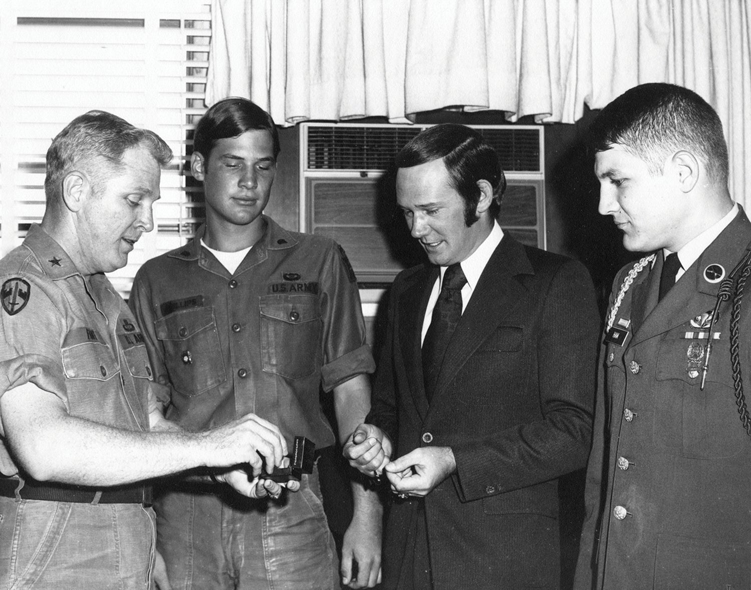 Spc. 4 Carter Ham, right, is recognized as the 82nd Airborne Division’s Outstanding Trooper of the Month in July 1974. (Credit: Courtesy of retired Gen. Carter Ham)