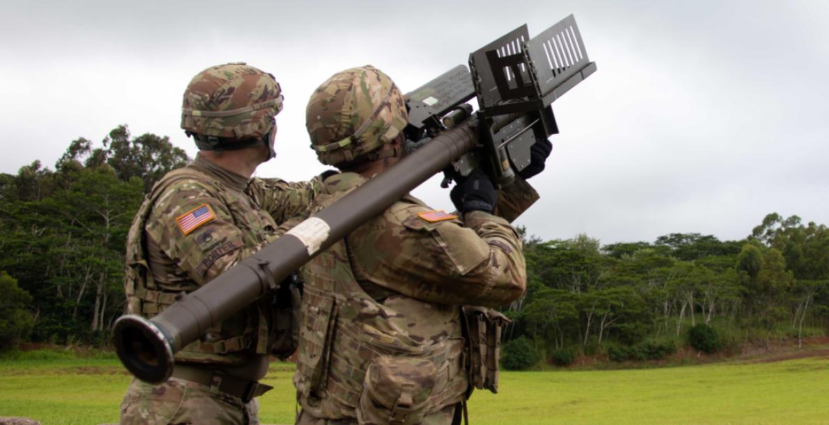 two soldiers training to shoot down drones with a Stinger