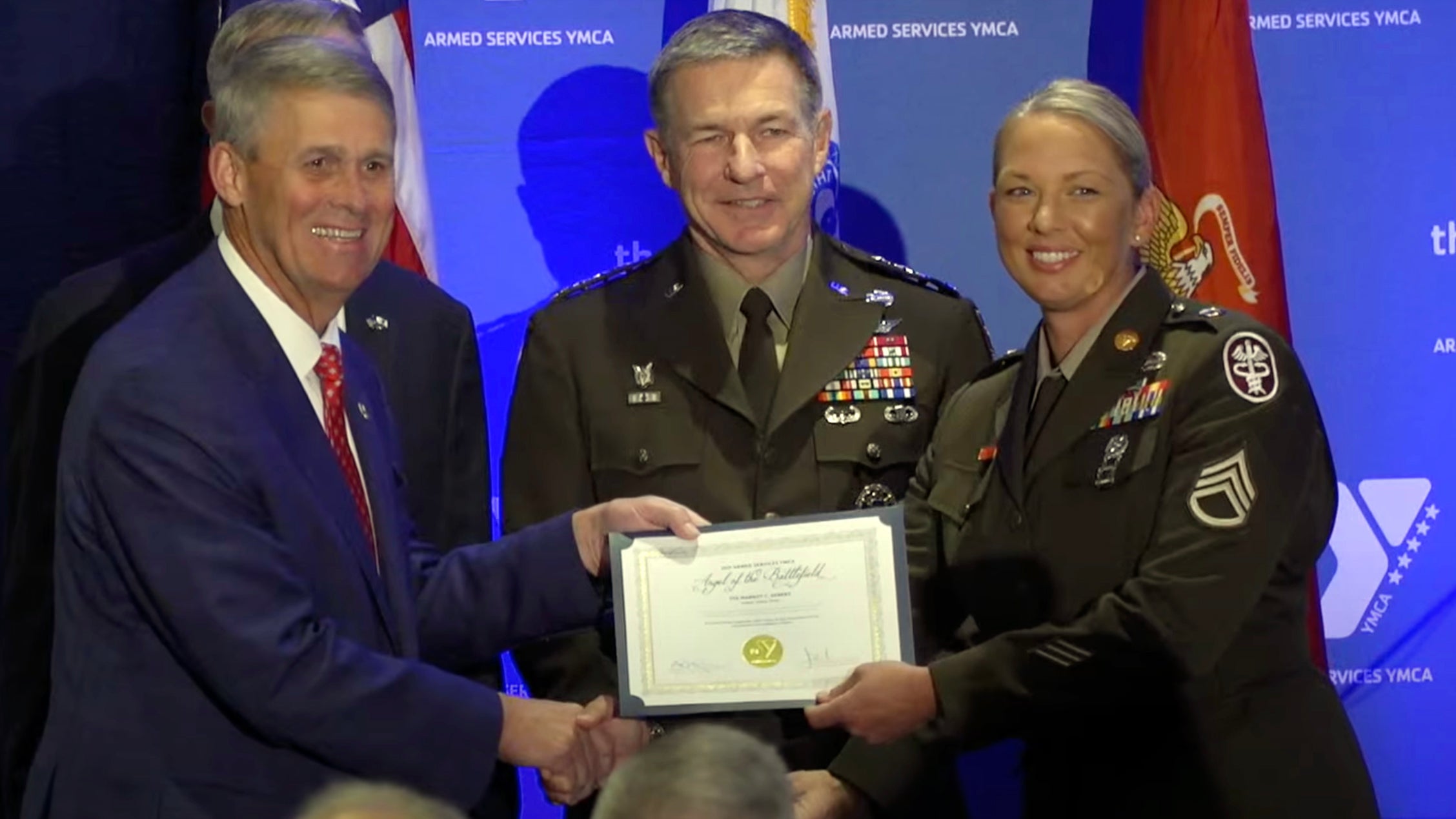 Staff Sgt. Margot Gebers receives award