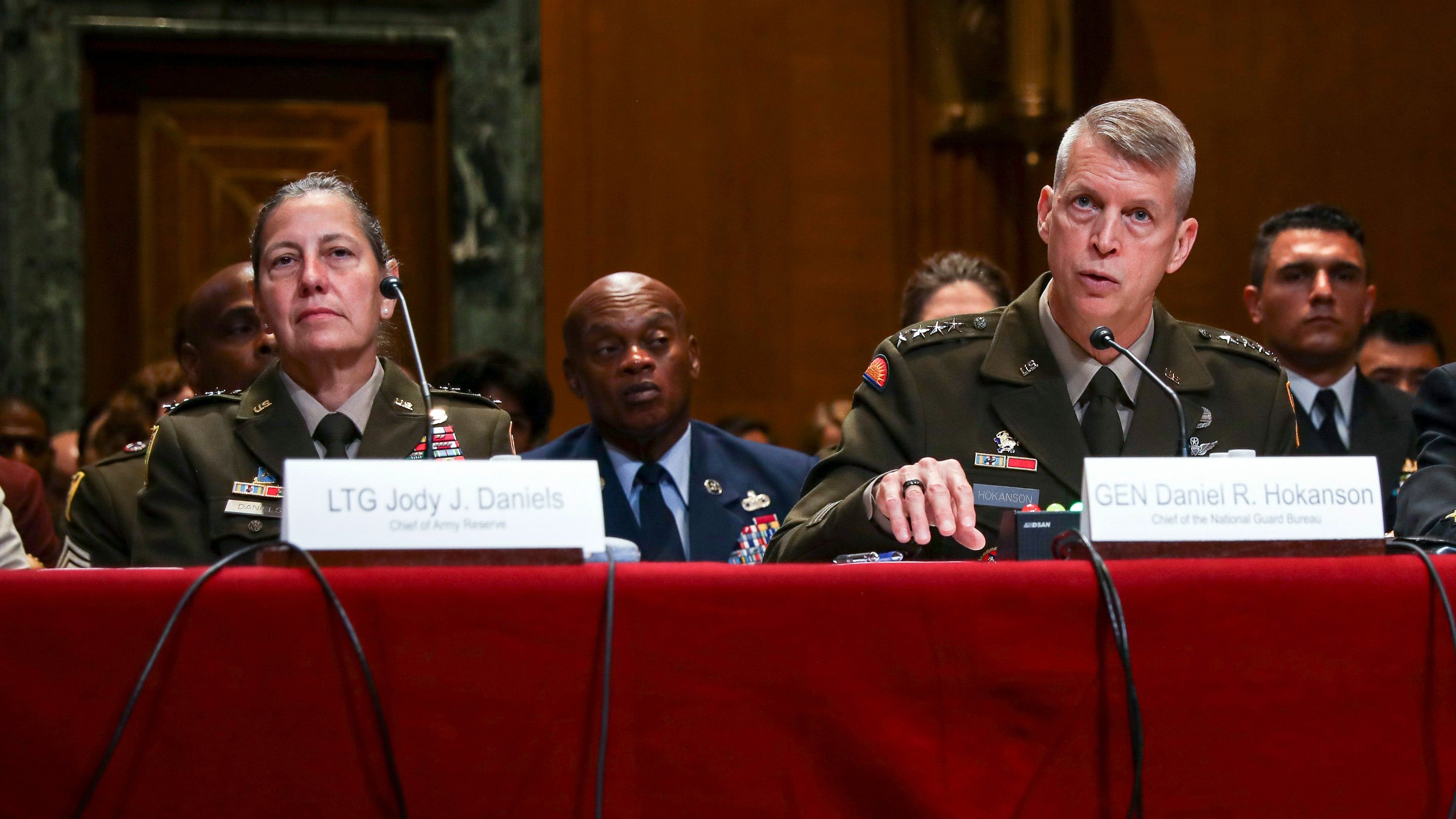 Lt. Gen. Jody Daniels and Gen. Daniel Hokanson speak on Capitol Hill