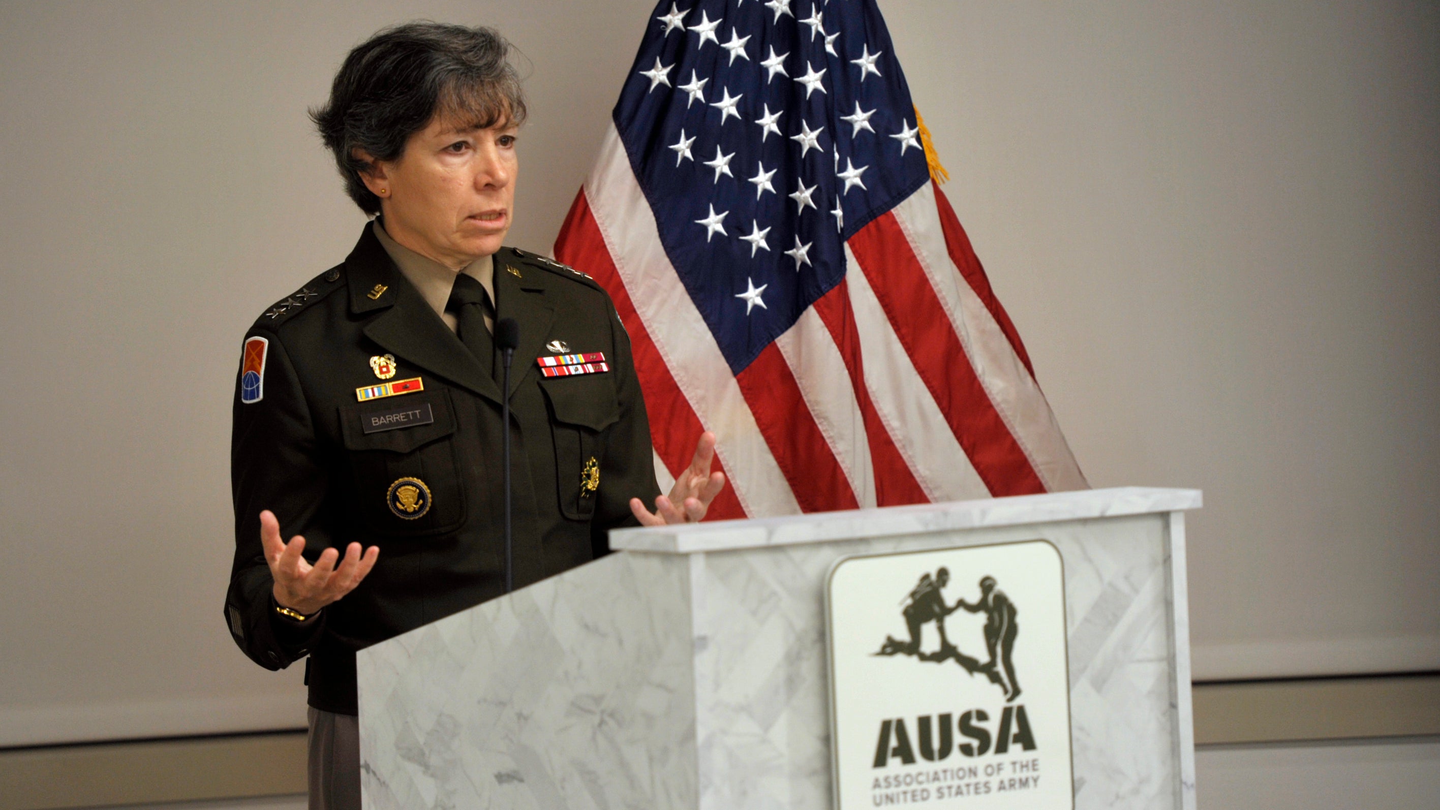 Lt. Gen. Maria Barrett speaks at AUSA Hot Topic event