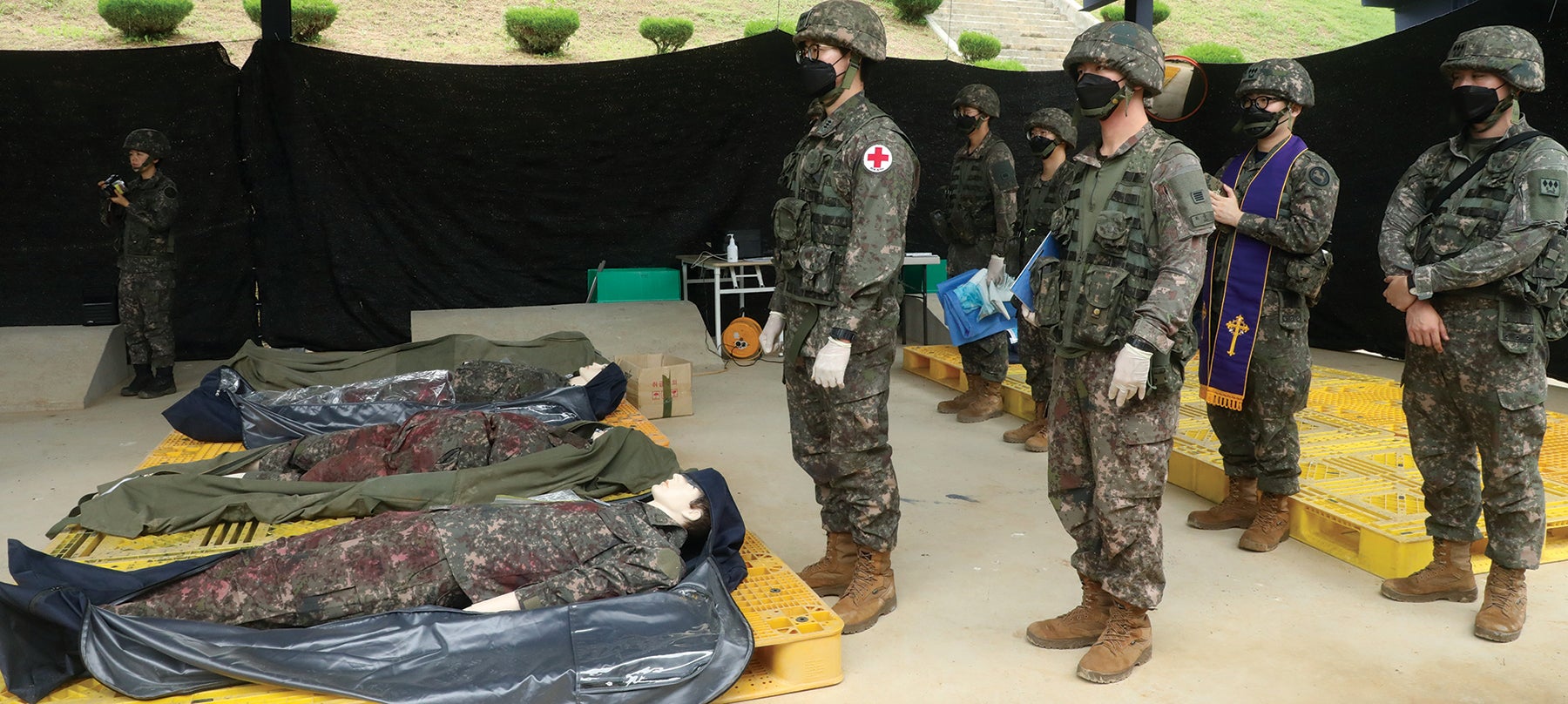 Soldiers conduct mortuary affairs collection point training in South Korea. (Credit: U.S. Army/1st Lt. Alexander Yang)