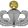 This design for the Centurion Parachutist Badge is modeled after the Master Parachutist Badge, but the star and wreath on top are in gold. (Credit: Sgt. 1st Class Nathan Plohocky)
